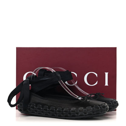 Gucci Rubber Satin Ballerina Flats 38 Black 9 of 9