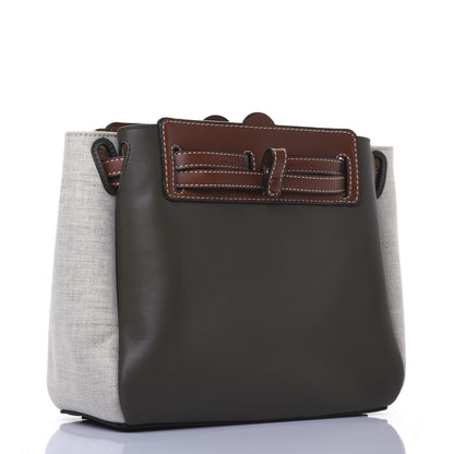 Loewe Calfskin Linen Mini Lazo Tote Khaki Green 4 of 14