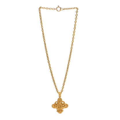 Chanel Metal CC Cross Long Pendant Necklace Gold 3 of 5
