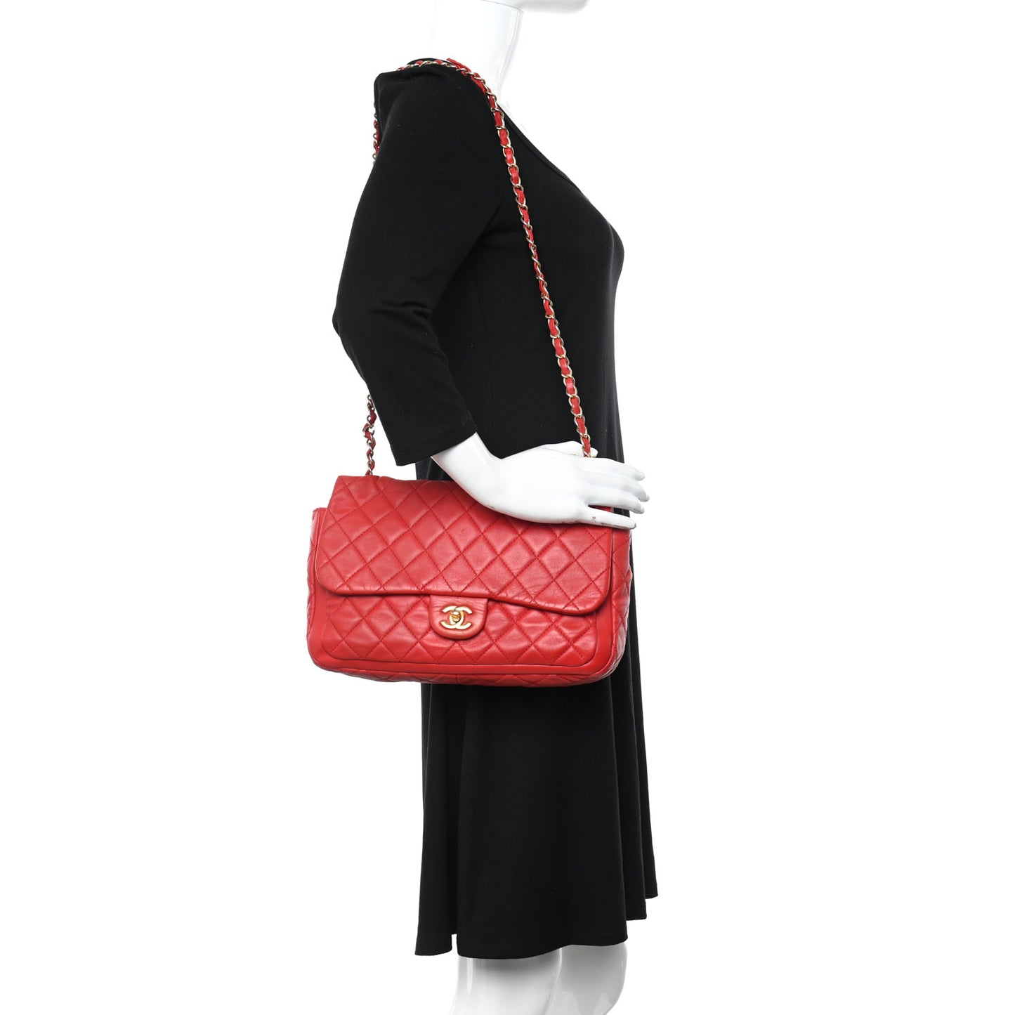 Lambskin Quilted Large Now and Forever Flap Red