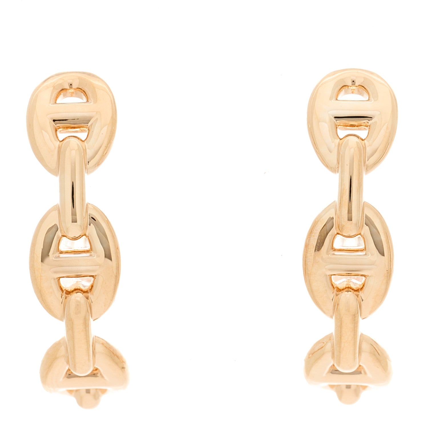 Hermes 18K Rose Gold Chaine d'Ancre Enchainee Earrings 1 of 5