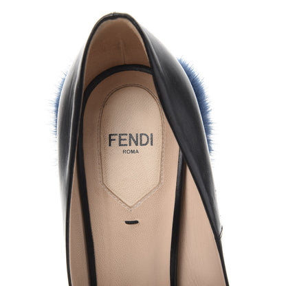 Fendi Calfskin Mink Fur Decollete Pumps 39.5 Black 7 of 10