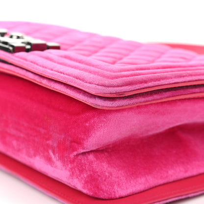 Chanel Velvet Quilted Medium Boy Flap Fuchsia 10 of 14