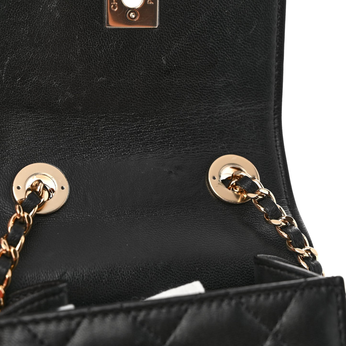 Lambskin Quilted Mini Trendy CC Chain Wallet Black