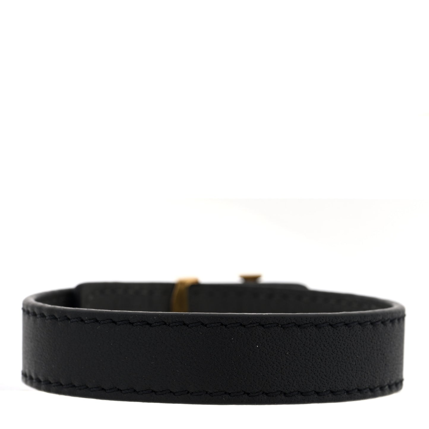 Calfskin Metal LV Bracelet Black Gold Silver