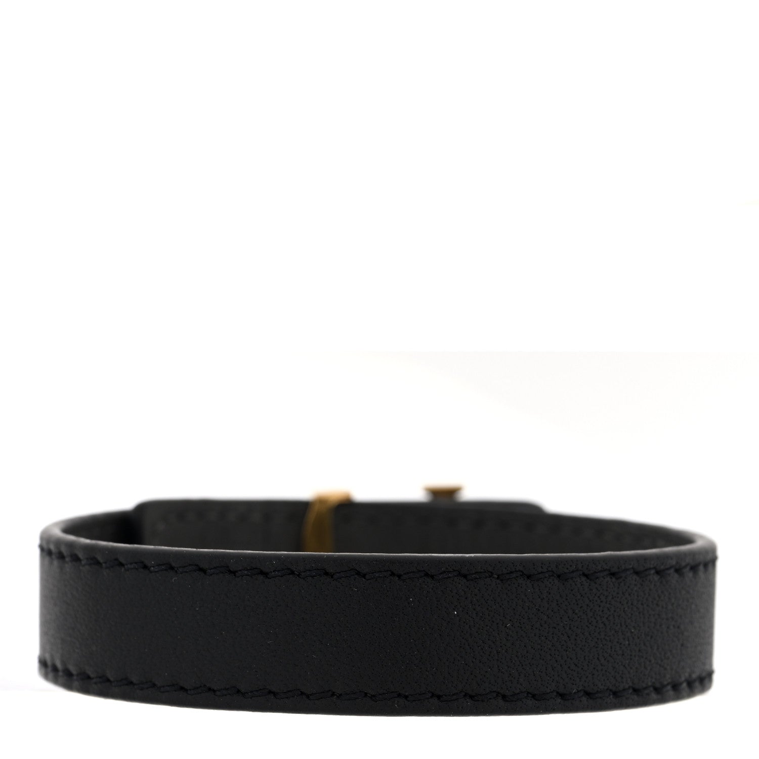 Louis Vuitton Calfskin Metal LV Bracelet Black Gold Silver 3 of 4