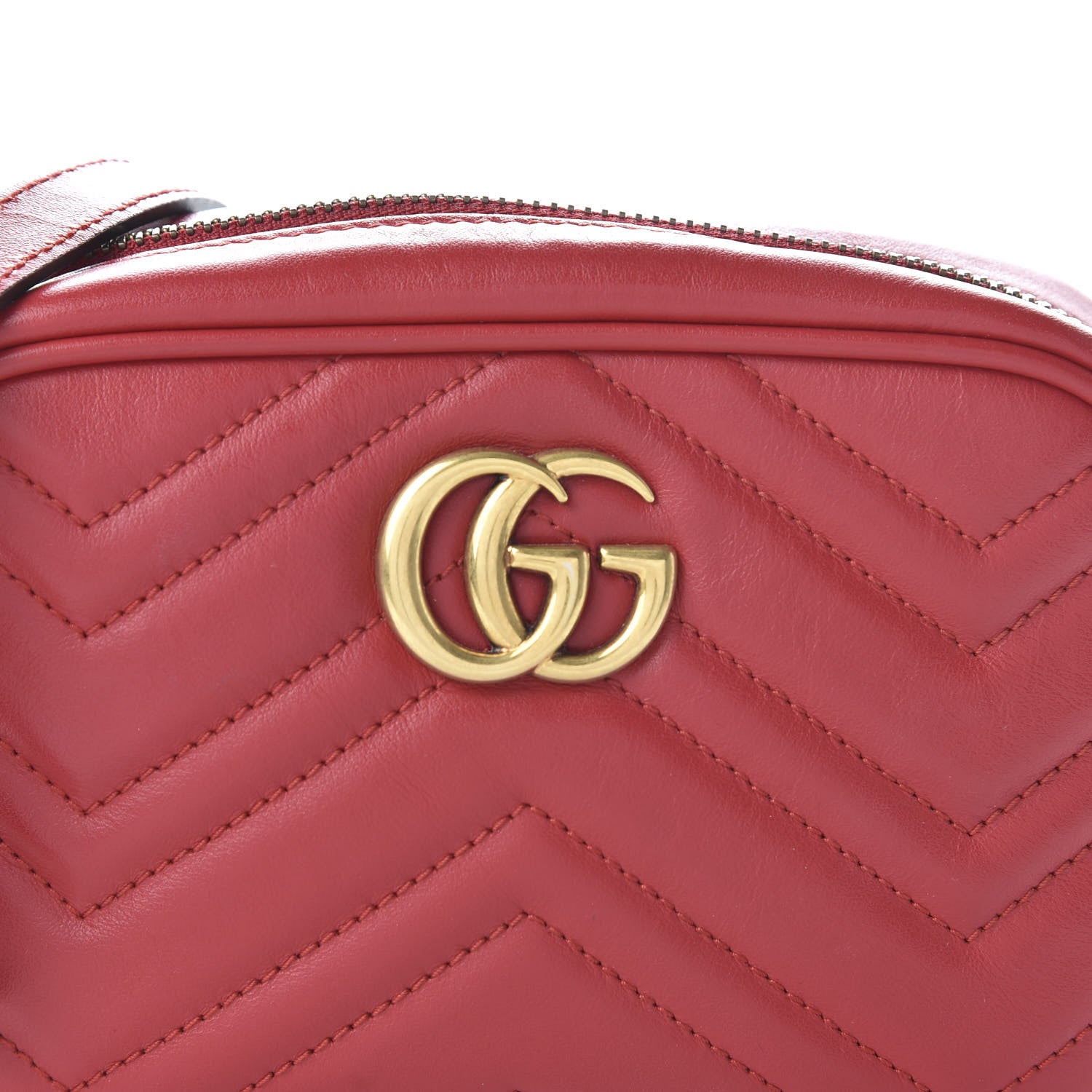 Gucci Calfskin Matelasse Mini GG Marmont Chain Shoulder Bag Hibiscus Red 10 of 10