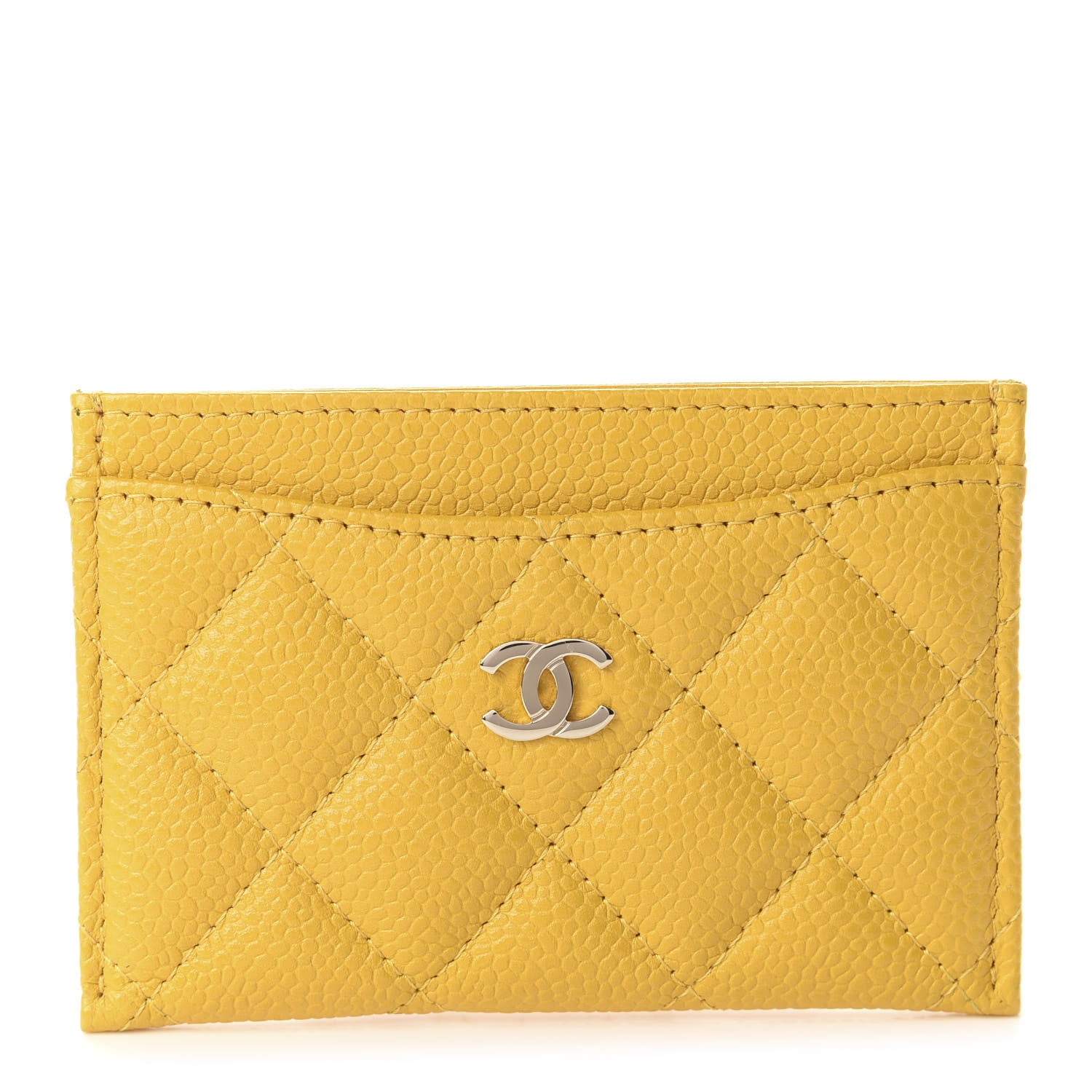 Chanel Caviar Quilted Card Holder Yellow 1 of 10