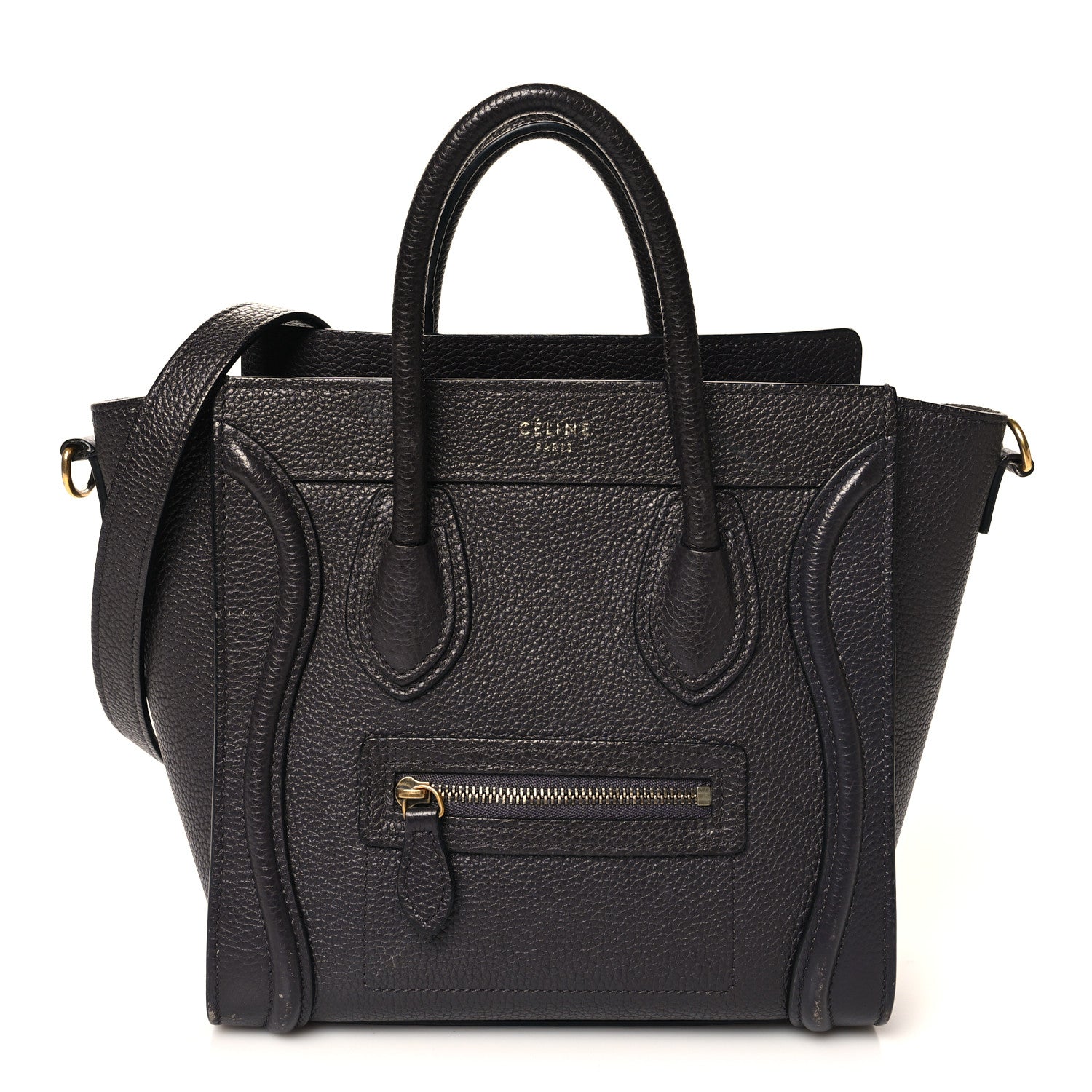 Celine Drummed Calfskin Nano Luggage Liquorice 1 of 13