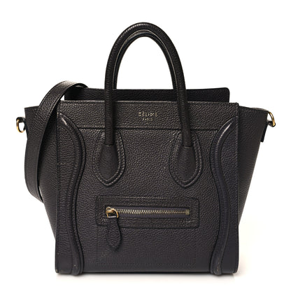 Celine Drummed Calfskin Nano Luggage Liquorice 1 of 13