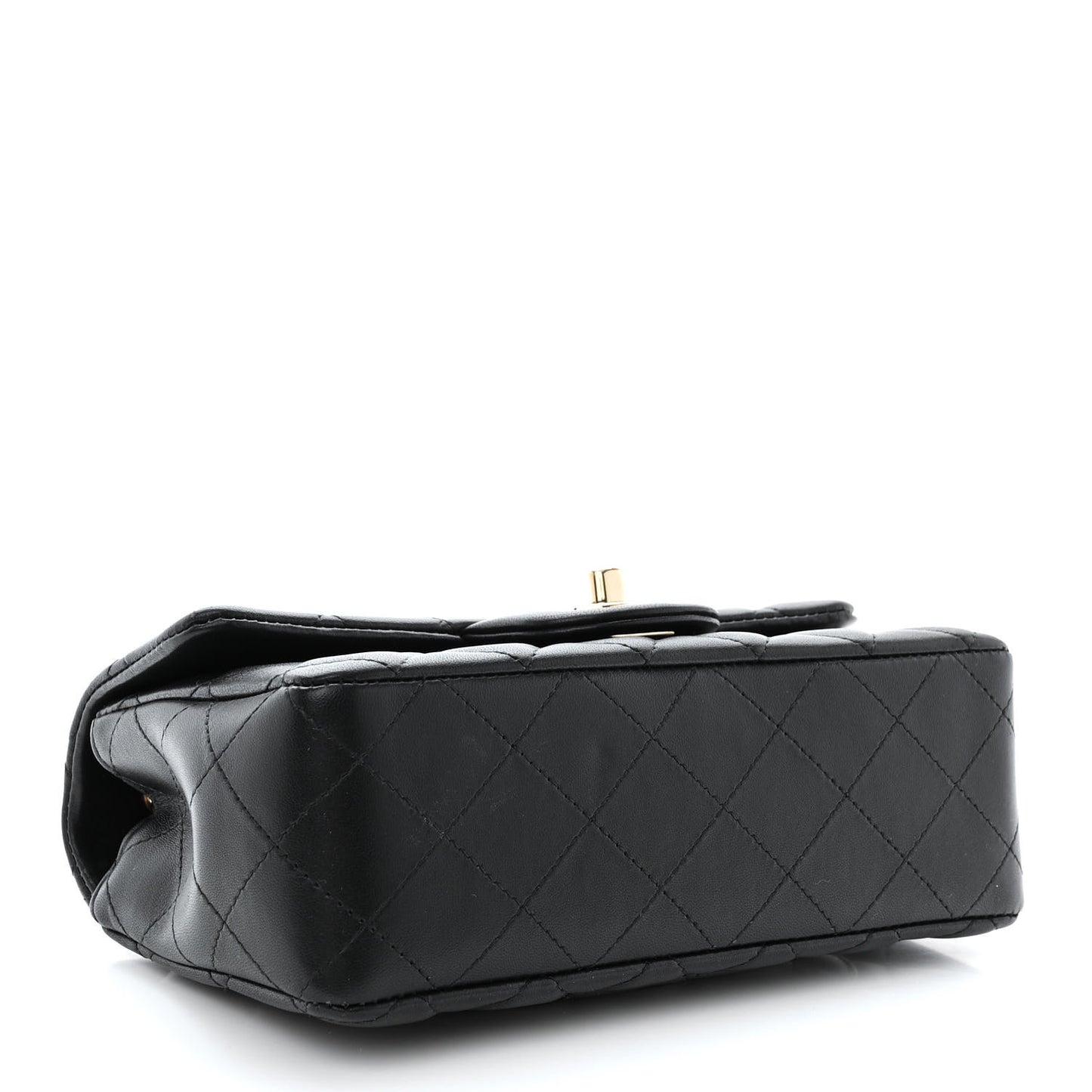 Lambskin Quilted Mini Rectangular Flap Black
