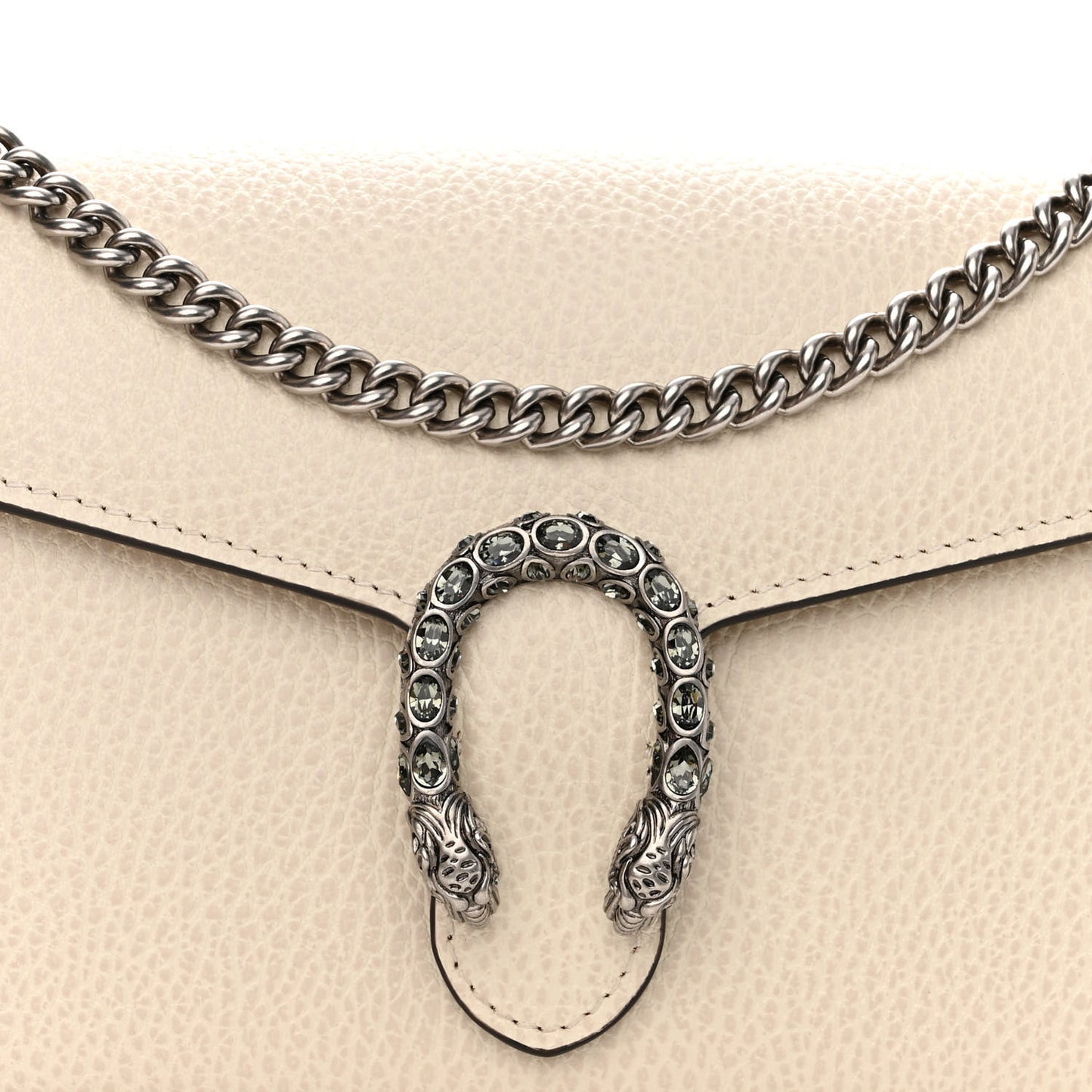 Dollar Calfskin Mini Dionysus Chain Wallet Mystic White