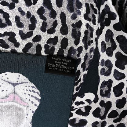Hermes Silk Twill Lazy Leopardesses Scarf 90 Vert Black Gris 3 of 3