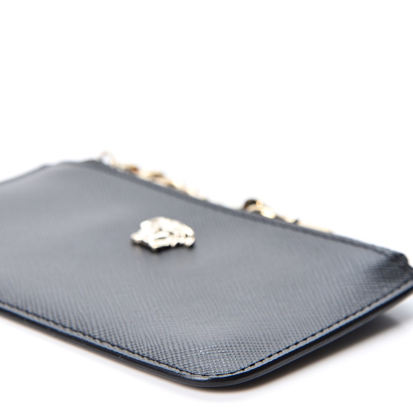 Saffiano Calfskin Medusa Coin Pouch Black