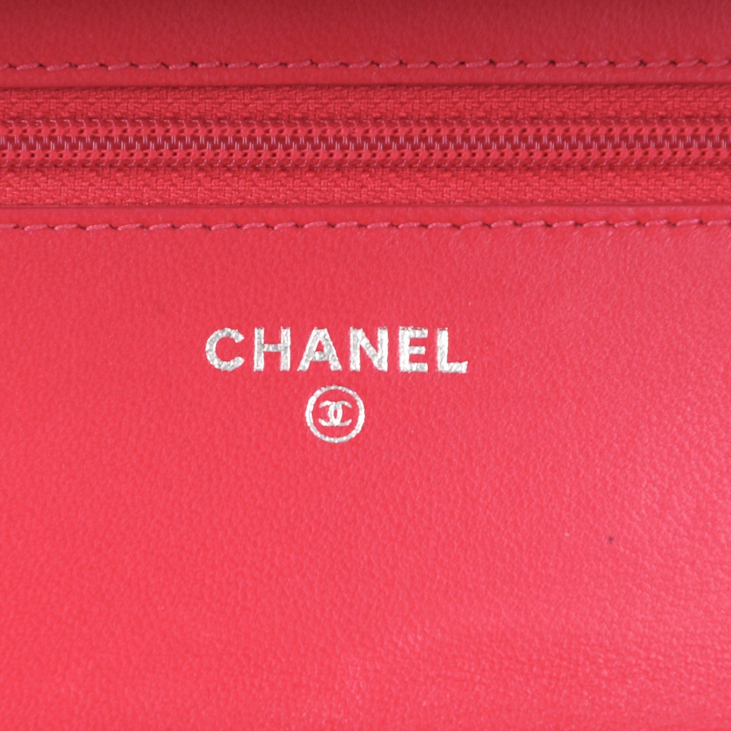 Lambskin Camellia Embossed Wallet on Chain WOC Pink