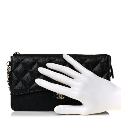 Chanel Caviar Quilted Classic Pouch With Handle Black 2 of 7
