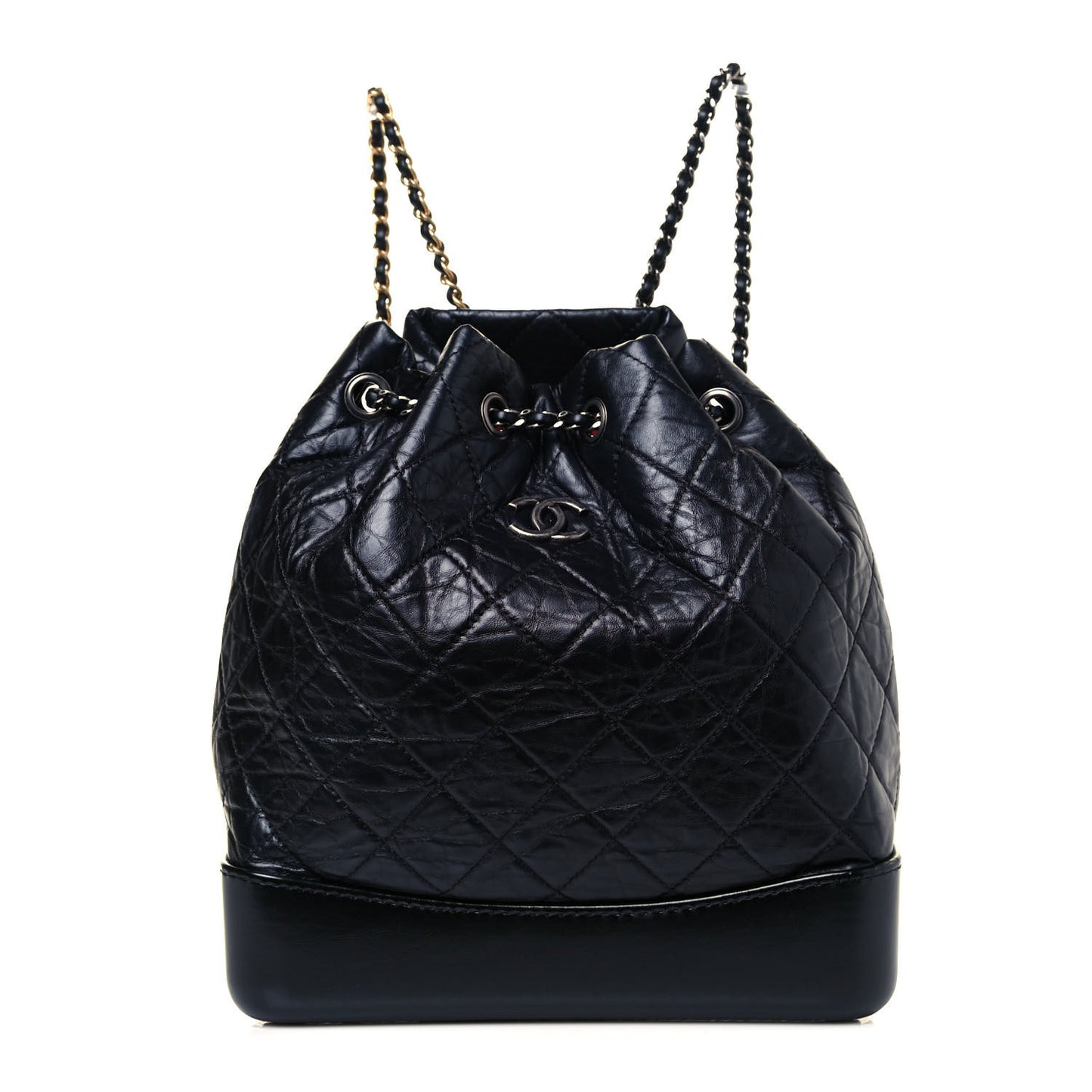 Aged Calfskin Quilted Small Gabrielle Backpack Black