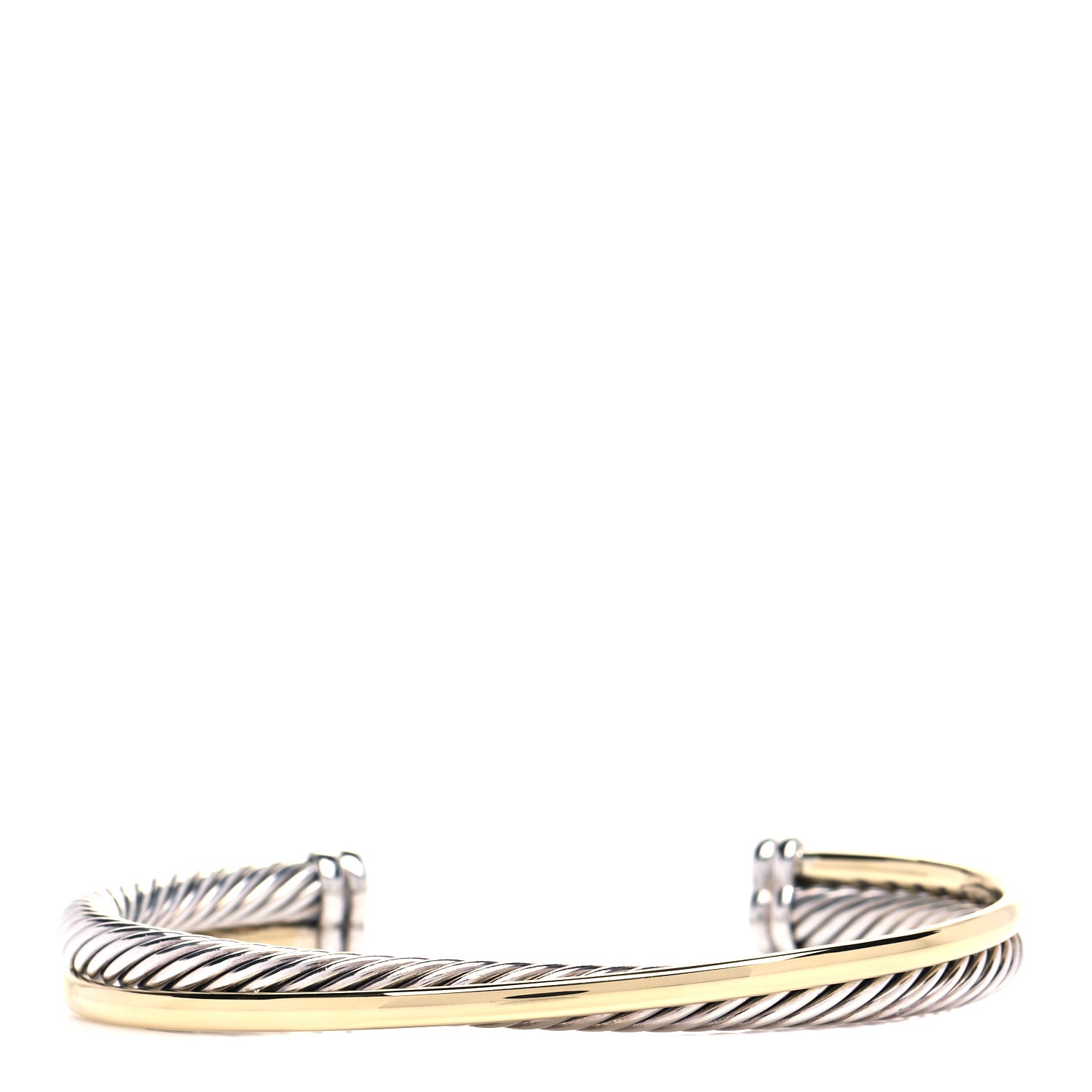 David Yurman Sterling Silver 18K Yellow Gold 5mm Crossover Cuff Bracelet 1 of 4