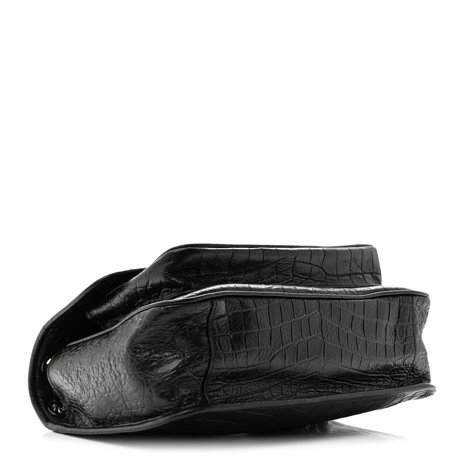 Saint Laurent Nubuck Crocodile Embossed Monogram Medium Niki Chain Satchel Black 4 of 10