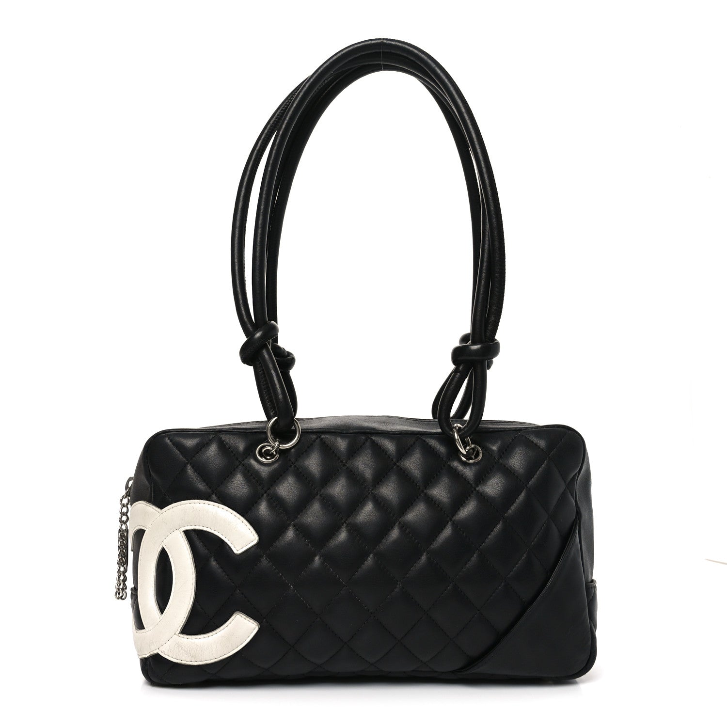 Chanel Calfskin Quilted Large Cambon Bowler Black White 1 of 10