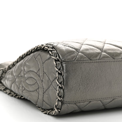 Chanel Metallic Calfskin Quilted Medium Chain Me Hobo Dark Silver 9 of 12