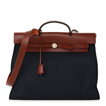 Hermes Toile Vache Hunter Herbag Zip 39 MM Bleu Marine Rouge H 1 of 12