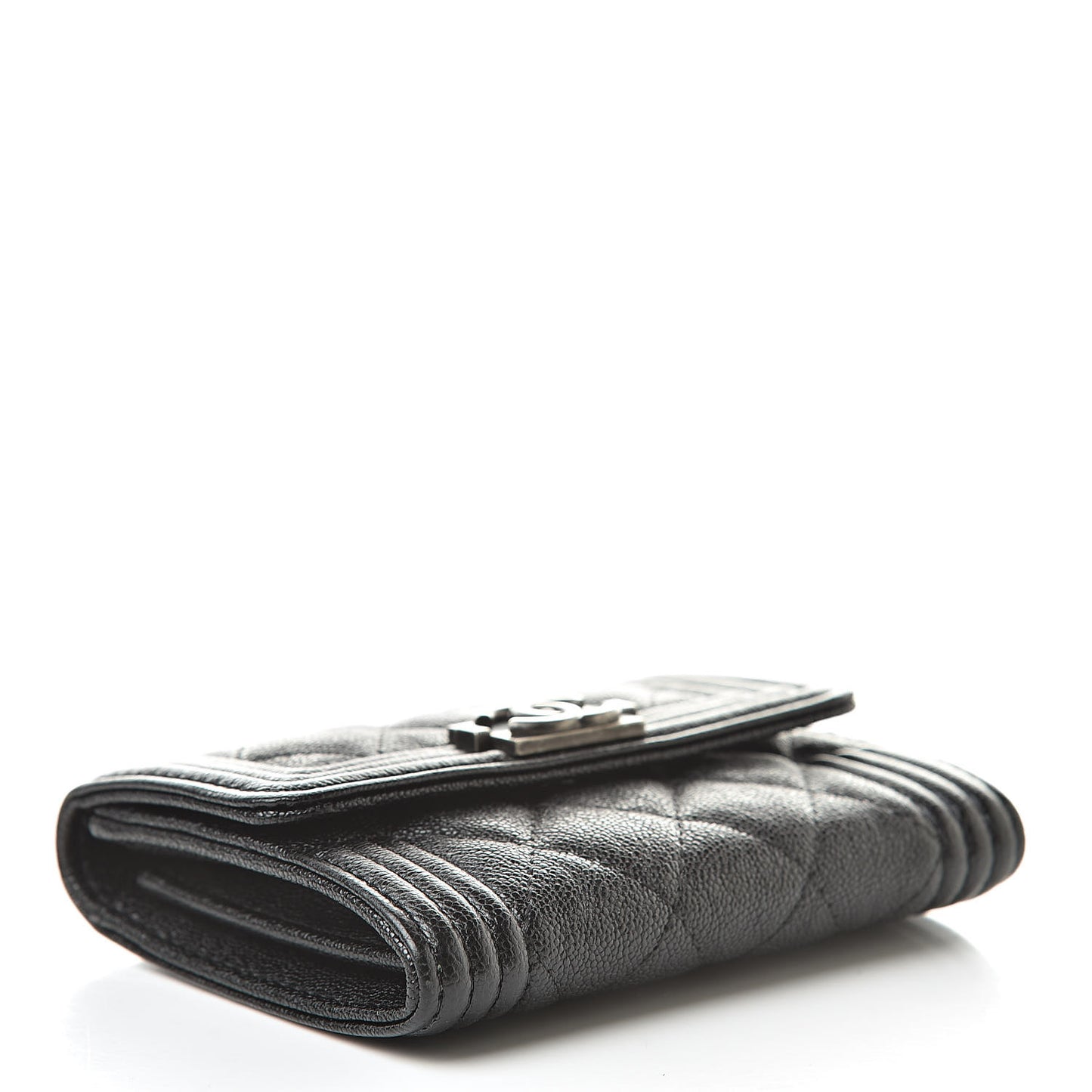 Caviar Quilted Boy Flap Card Holder Black