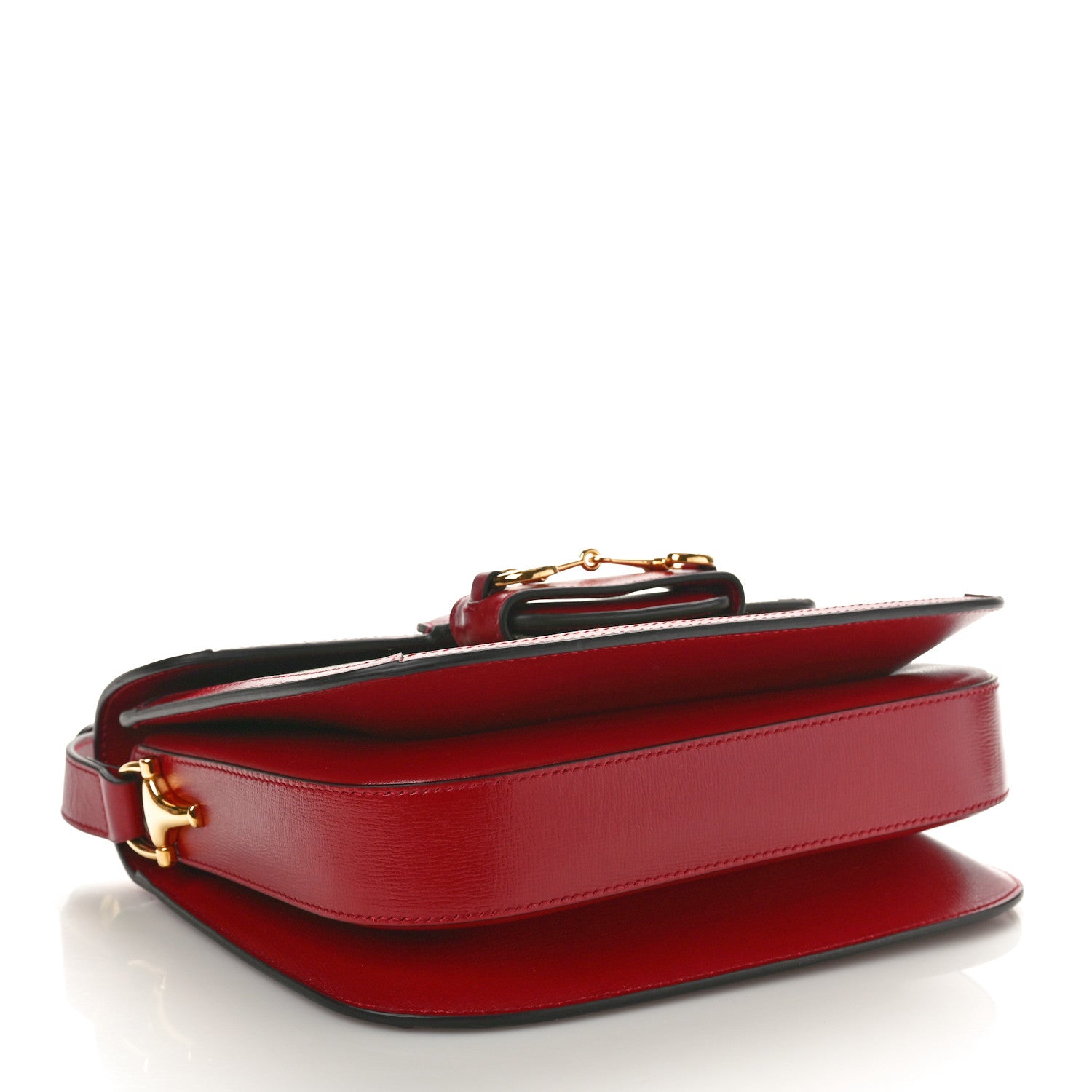 Gucci GG Supreme Monogram Azalea Calfskin Horsebit 1955 Shoulder Bag Beige Ebony New Cherry Red 4 of 10