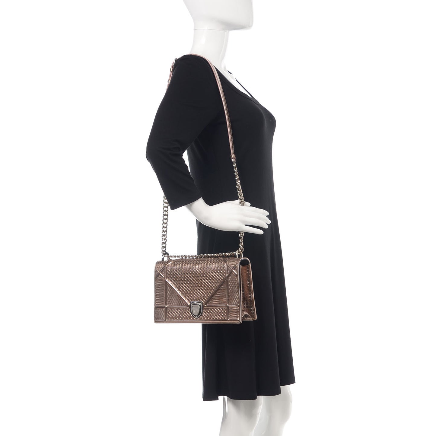 Metallic Patent Micro-Cannage Medium Diorama Flap Bag Hyper Pink