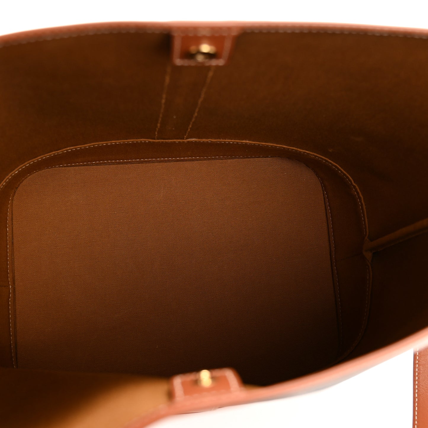 Triomphe Canvas Calfskin Medium Bucket Bag Tan
