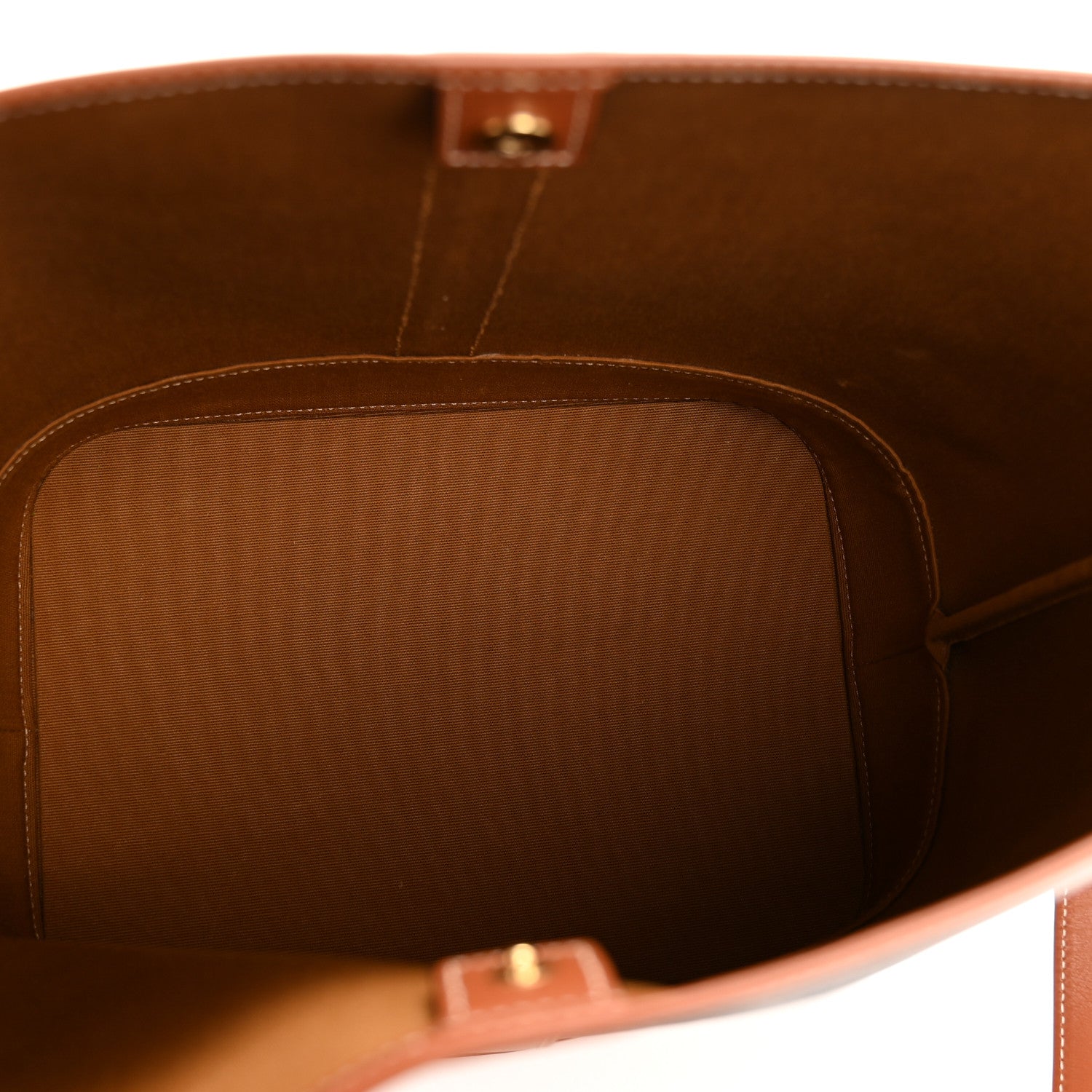 Celine Triomphe Canvas Calfskin Medium Bucket Bag Tan 5 of 12
