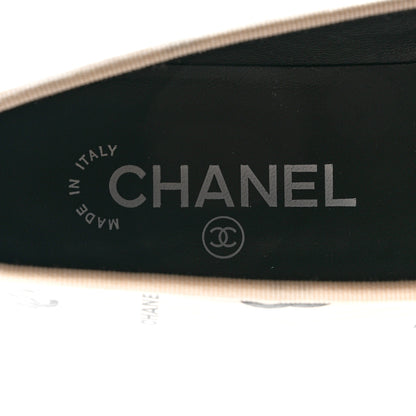 Chanel Printed Lambskin Cap Toe CC Ballet Flats 37 White Black 8 of 10