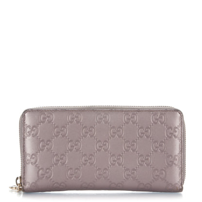 Gucci Metallic Soft Guccissima Margaux Calfskin Lovely Zip Around Wallet Senanque 1 of 8