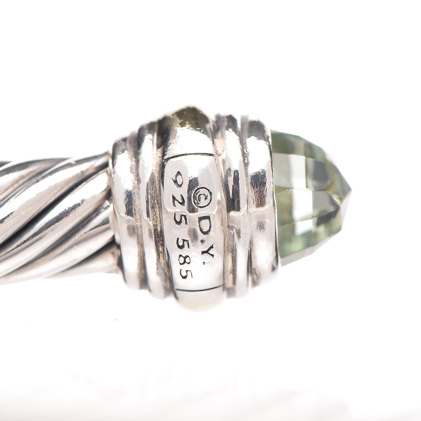 Sterling Silver 14K Yellow Gold Prasiolite 5mm Cable Classics Bracelet