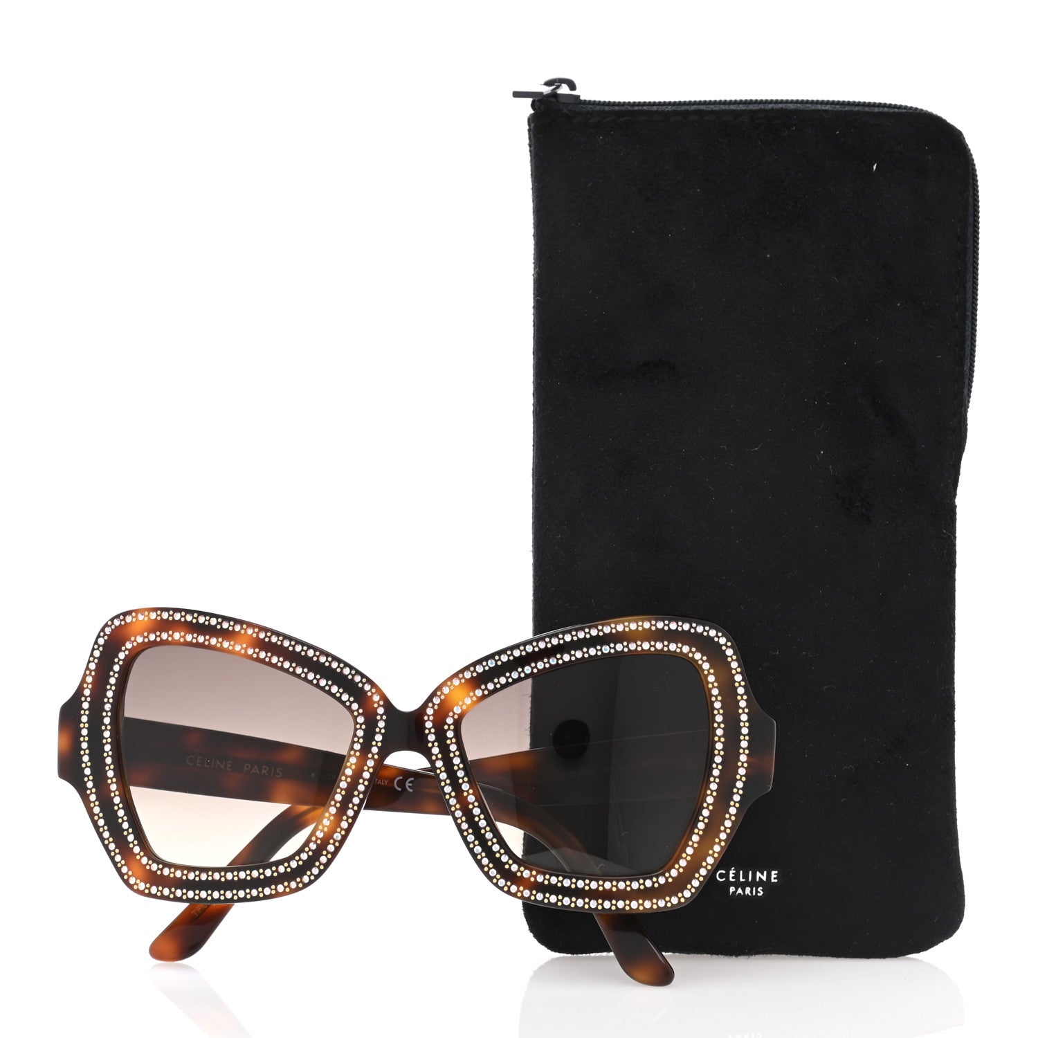 Celine Acetate Crystal Butterfly Sunglasses CL 4067IS Dark Havana 7 of 7