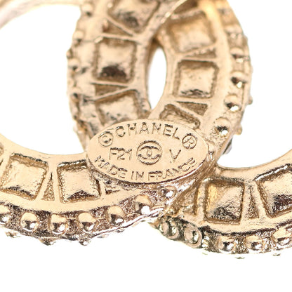 Chanel Crystal Timeless CC Earrings Light Gold 4 of 4