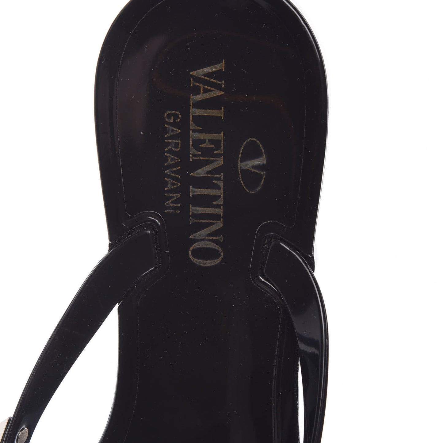 PVC Jelly Rockstud Bow Thong Sandals 38 Black