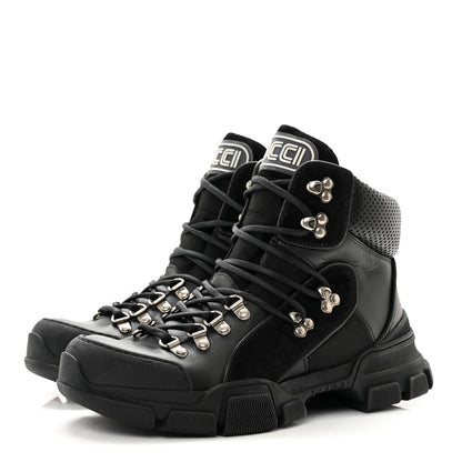 Gucci X SEGA Calfskin Suede Technical Canvas Womens Flashtrek High-Top Sneakers 39 Black 3 of 9