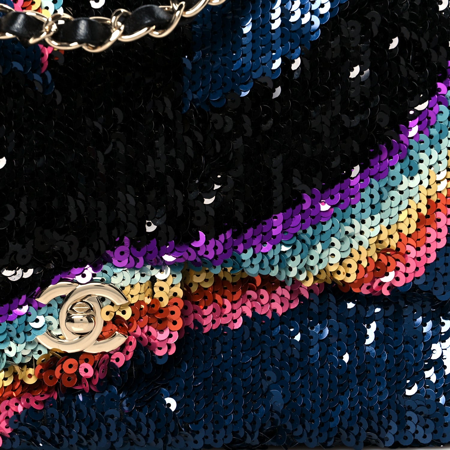 Chanel Sequin Medium Single Flap Blue Black Multicolor 9 of 11