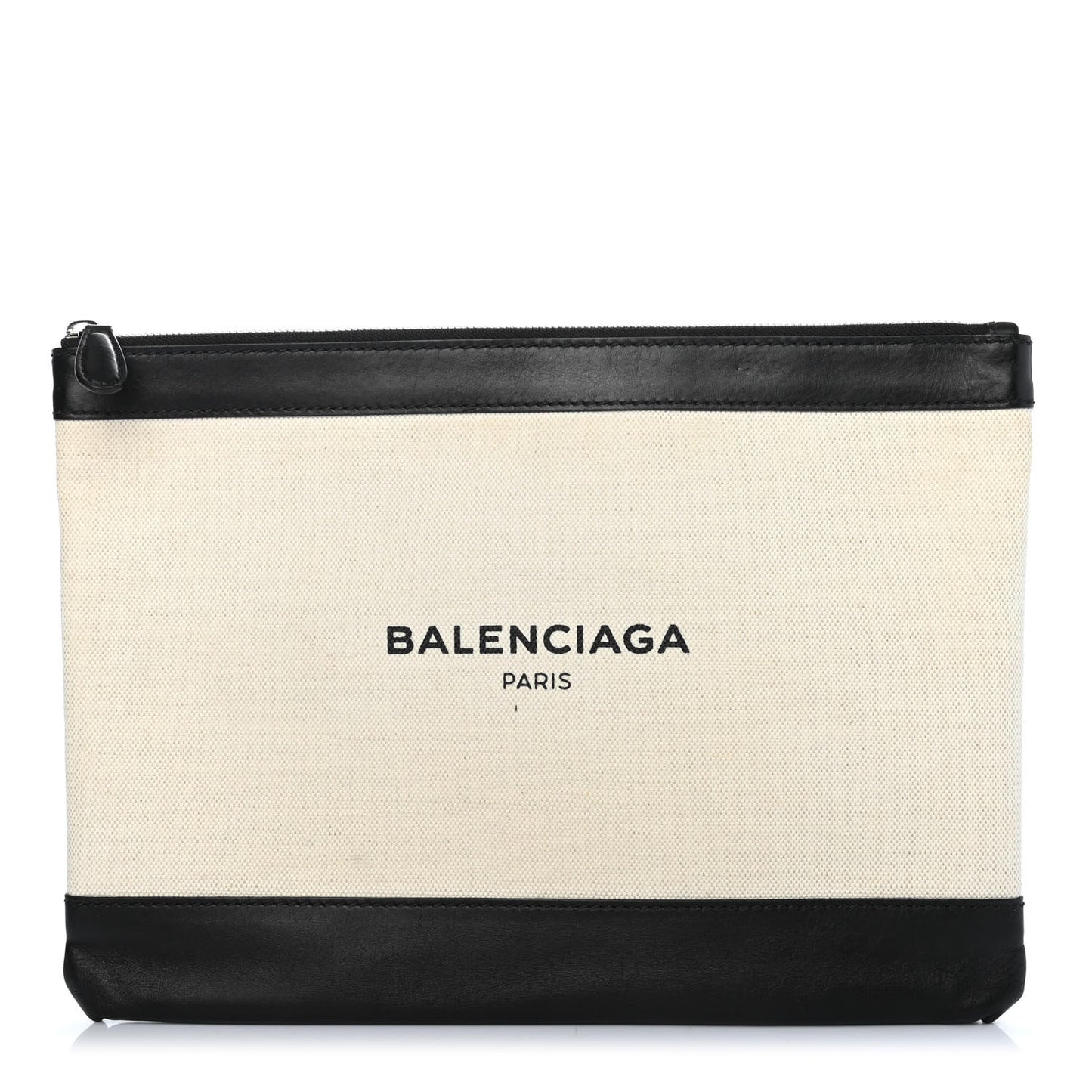 Calfskin Cotton Canvas Logo Clutch Black