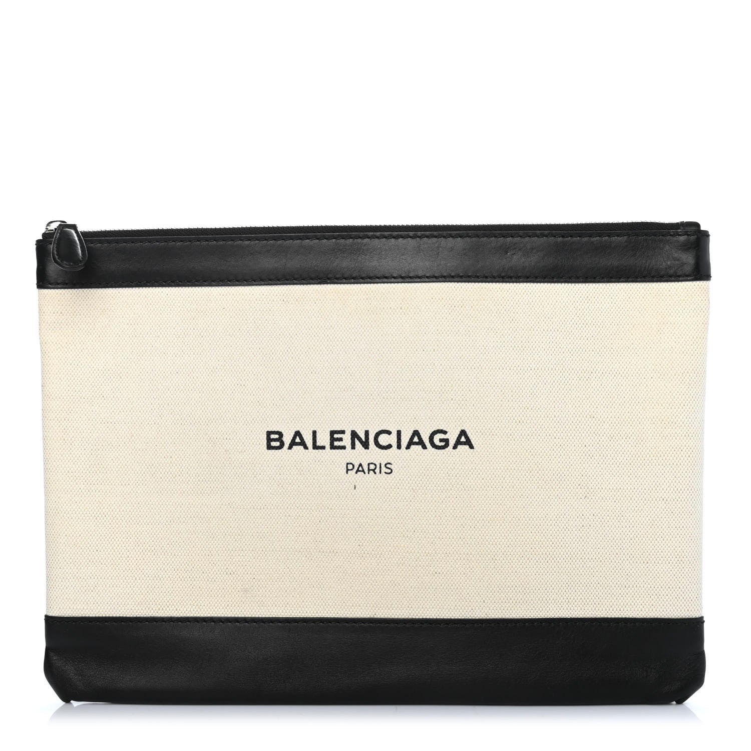 Balenciaga Calfskin Cotton Canvas Logo Clutch Black 1 of 4