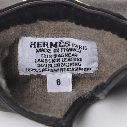 Hermes Lambskin Soya Kelly Lock Gloves 8 Black 3 of 4