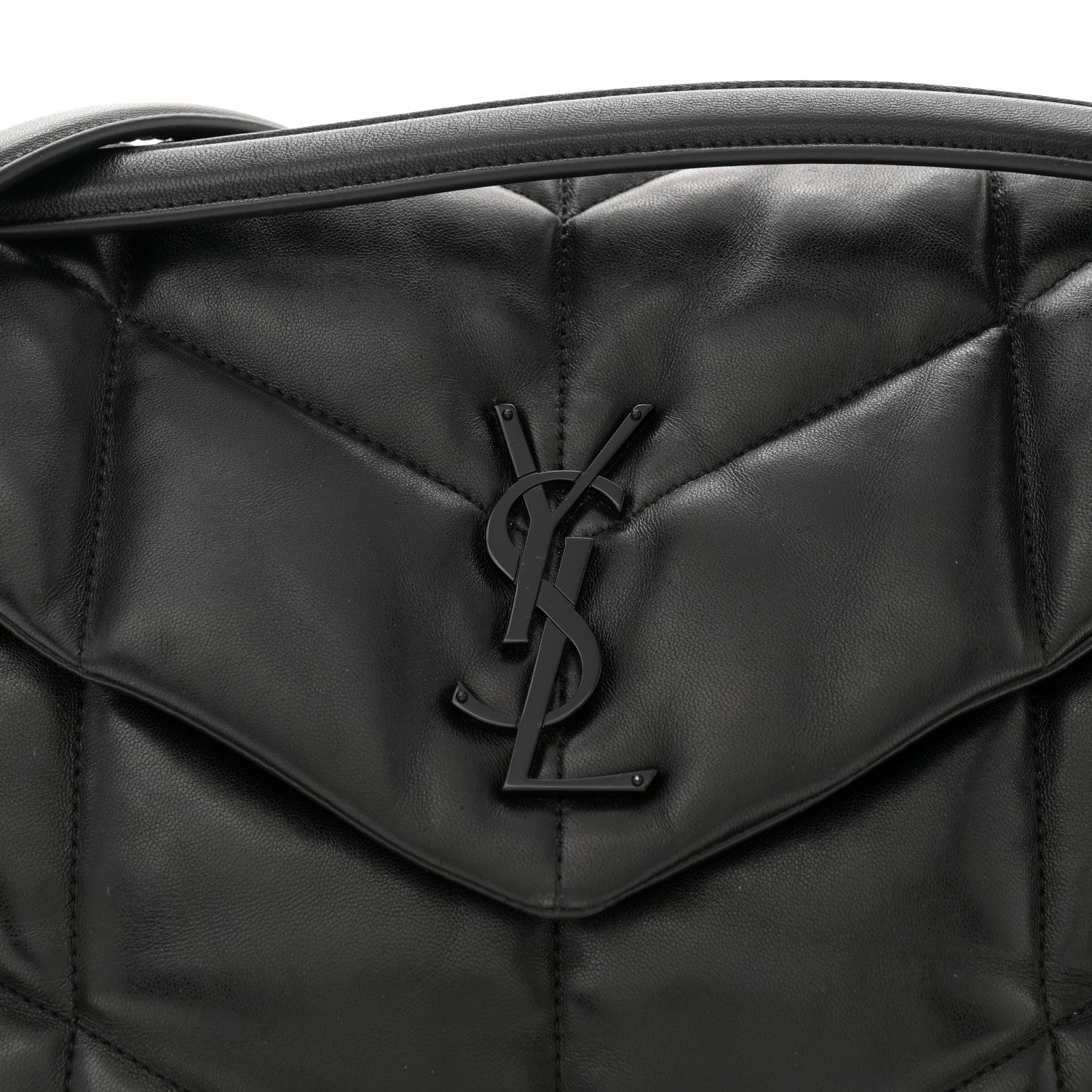Saint Laurent Lambskin Quilted Monogram Monochrome Medium Loulou Puffer Chain Satchel Black 8 of 11