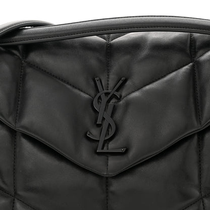 Saint Laurent Lambskin Quilted Monogram Monochrome Medium Loulou Puffer Chain Satchel Black 8 of 11