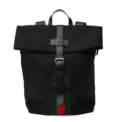 Gucci Techno Canvas Web Single Buckle Backpack Black 1 of 13