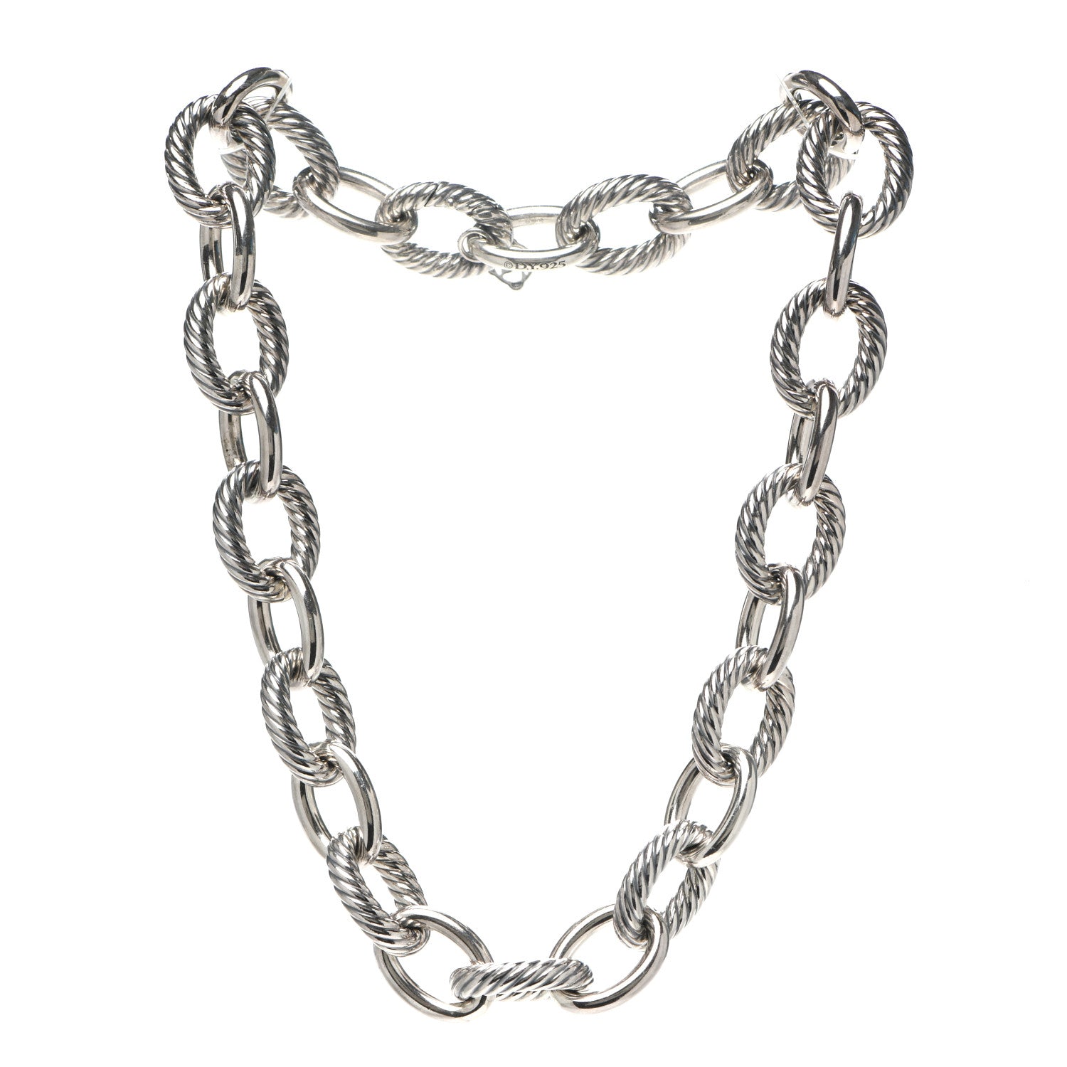 David Yurman Sterling Silver 16mm Large Oval Link Necklace 3 of 5
