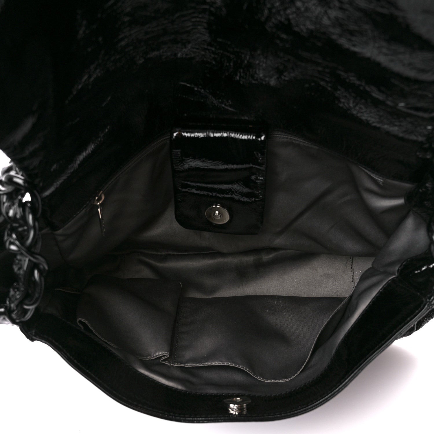 Chanel Crinkled Patent Modern Chain Flap Black 5 of 11