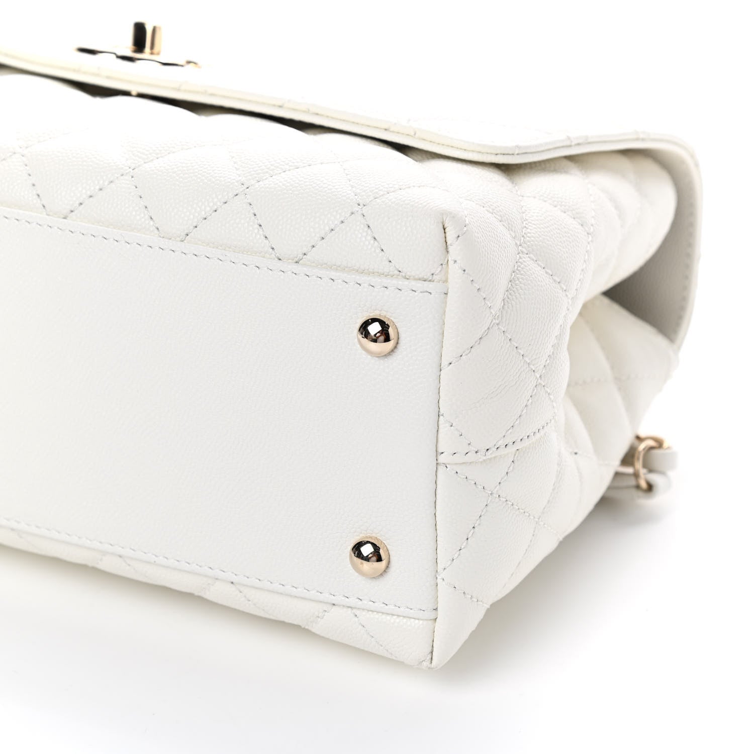Chanel Caviar Quilted Small Coco Handle Flap White 9 of 11
