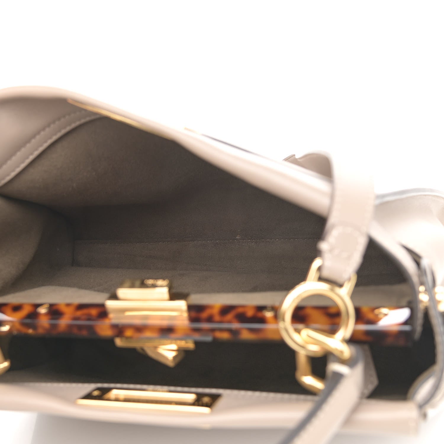 Fendi Vitello Seta Plexiglass Tortoise Medium Peekaboo Iconic Satchel Tortora 5 of 12