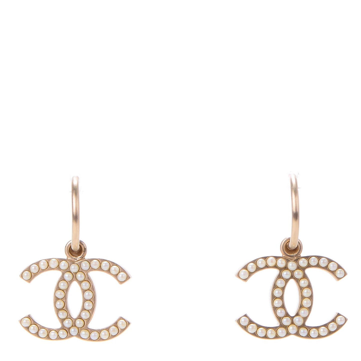 Pearl CC Dangle Earrings Gold